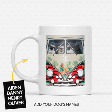 Custom Dog Mug - Personalized Pug On A Car Gift For Dad - White Mug